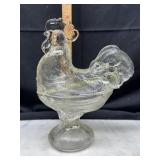 Vintage standing rooster covered candy dish