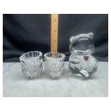 6 salt cellars and Fenton birthstone bear July
