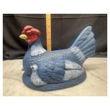 Hand painted ceramic lid for hen on nest- no