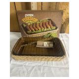 NOS pyrex fireside baking dish and basket