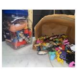 Container and bag of miniature toy animals