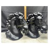 Black ceramic horse head bookends