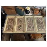 Vintage 1950s metal craft four seasons 3D wall