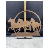 Metal art running horses topper