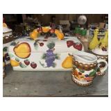 Ceramic breadbox with matching cream and sugar