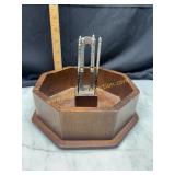 Vintage wooden octagon shaped nut bowl set