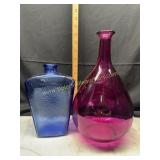 Purple vidrios San miguel bottle and cobalt