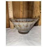 Hazel atlas MCM frosted gold pinecone serving