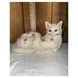 Vintage ceramic hand painted white cat