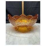 Marigold carnival Jeanette glass Lombardi footed