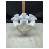 Fenton opalescent ruffle rose bowl