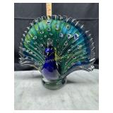 Hand blown Italian art glass peacock