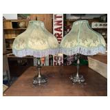 Pair of vintage style table lamps with fringe