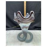 MCM hand blown cornucopia style vase