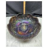 Amethyst carnival cut glass bowl