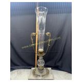 Tall Antique crystal and gilded epergne trumpet