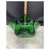 Vintage forest green handkerchief vase