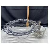 Lace edge crystal bowl and small spoons in sugar