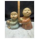 Vintage 1980s singing monk statues