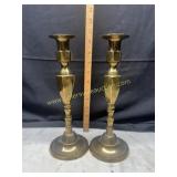 Pair of brass candle stands