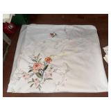 Vintage embroidered rose tablecloth