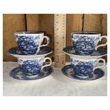 4 Salem China English village blue and white