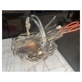 Serving pieces in silverplate basket