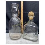 Vintage milk bottle and tequila bottle ew
