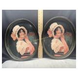 Pair of repro Betty girl Coca-Cola metal trays