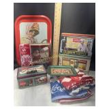 Coca-Cola tins, trays and towels
