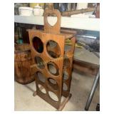 Country pine cut out heart wine rack