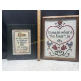 Vintage framed cross stitch home is where the