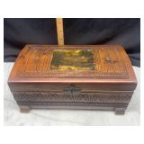 Carved cedar jewelry box