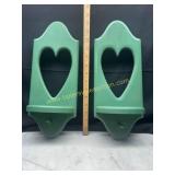 Country style green cut out heart wooden