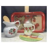 Fireking stawberry mug, McCoy pitcher, vintage
