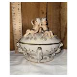 Vintage bisque cherub trinket box