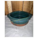 Teal and terracotta studio pottery bowl