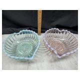 Fenton blue and pink opalescent heart shaped