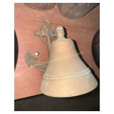 Brass ship bell with nautical anchor