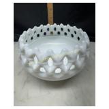 Westmoreland milk glass Doric pattern lace edge