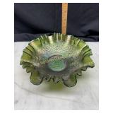 Fenton green carnival Persian medallion fluted