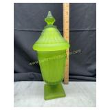 Green satin glass apothecary jar