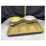 Vintage school lunch trays and bowls