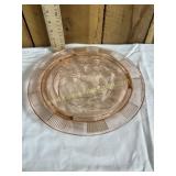 Pink depression cabbage rose footed cake plate