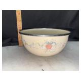 Vintage country goose enamel kitchen bowl blue