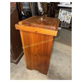 Vintage pine trash bin or kitchen storage