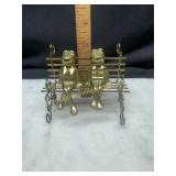 Vintage brass frog couple shelf sitters on bench
