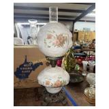 Vintage milk glass gone with the wind style lamp