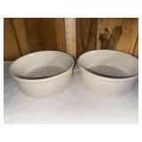 Pair of white soufflï¿½ baking dishes