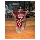 Ruby to clear crystal vase